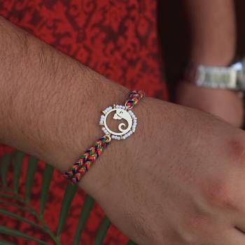 Golden beaded divinity rakhi with roli chawal 4