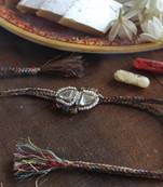 Trillion kundan and bead rakhi with roli chawal