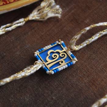Free spirited beaded rakhi with roli chawal 3