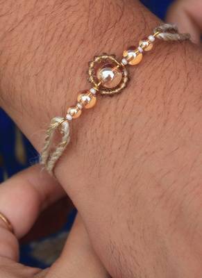 Gleaming beads rakhi with roli chawal 4