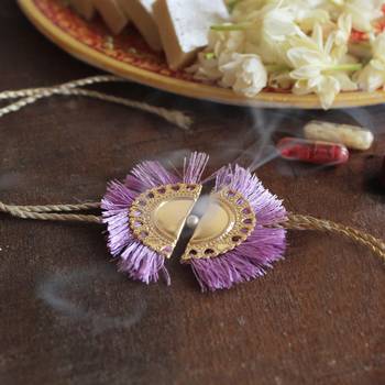 Lilac tassel rakhi with roli chawal 4