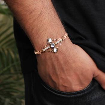 Kundan trio rakhi with roli chawal 1