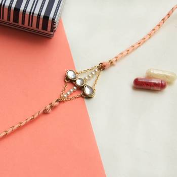 Kundan trio rakhi with roli chawal 3