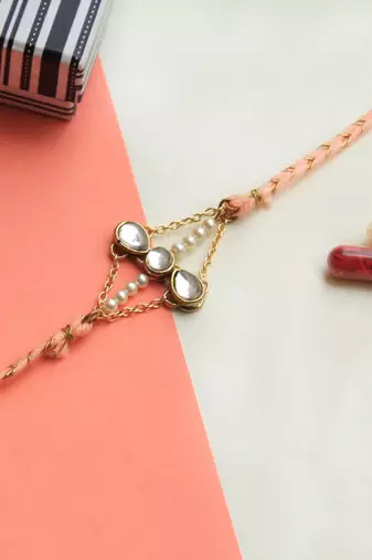 Kundan trio rakhi with roli chawal