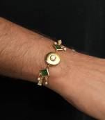 Kundan crescent rakhi with roli chawal