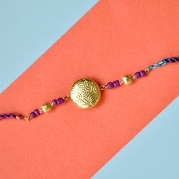 Golden crescent rakhi with roli chawal 3