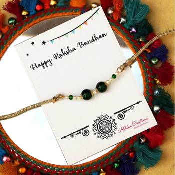 Green pearl rakhi with roli chawal 3