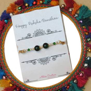 Green pearl rakhi with roli chawal 4