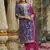 Purple embroidery & sequence work chinon salwar kameez