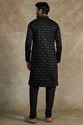 Arruga stylish golden silk sequins kurta pyjama set 3
