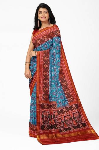 Turquoise ikkat patola silk saree