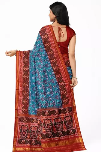 Turquoise ikkat patola silk saree