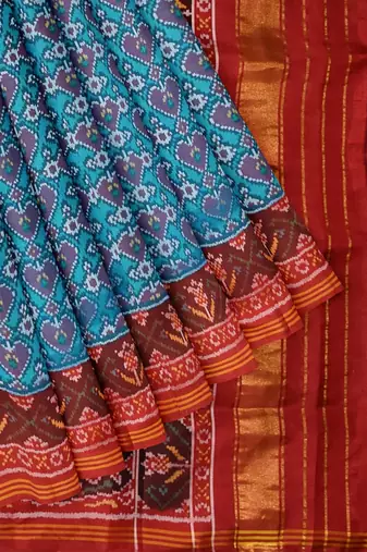 Turquoise ikkat patola silk saree