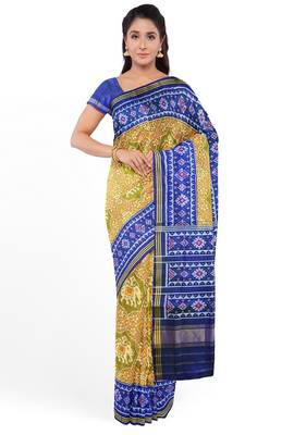 Yellow ikkat patola silk saree 1