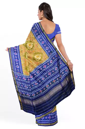 Yellow ikkat patola silk saree