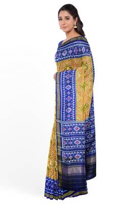 Yellow ikkat patola silk saree 3