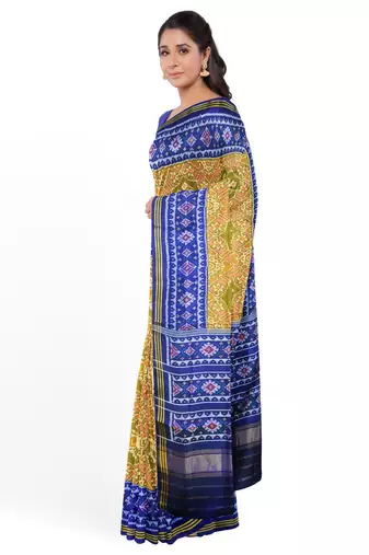 Yellow ikkat patola silk saree