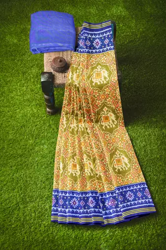 Yellow ikkat patola silk saree