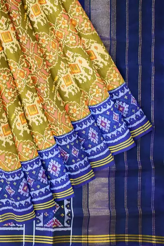 Yellow ikkat patola silk saree