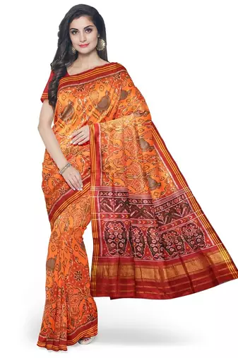 Orange ikkat patola silk saree