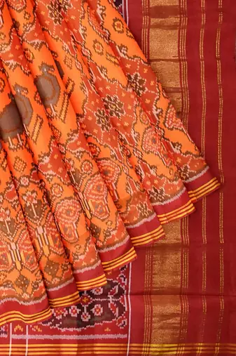 Orange ikkat patola silk saree