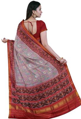 White ikkat patola silk saree 2
