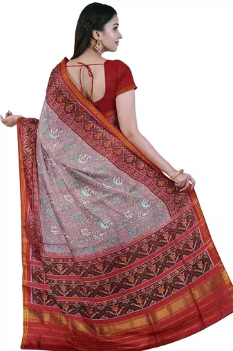 White ikkat patola silk saree