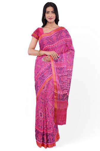 Pink ikkat patola silk saree