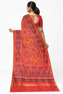 Orange ikkat patola silk saree 2