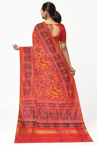 Orange ikkat patola silk saree
