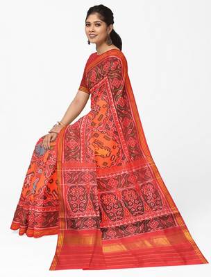 Orange ikkat patola silk saree 3