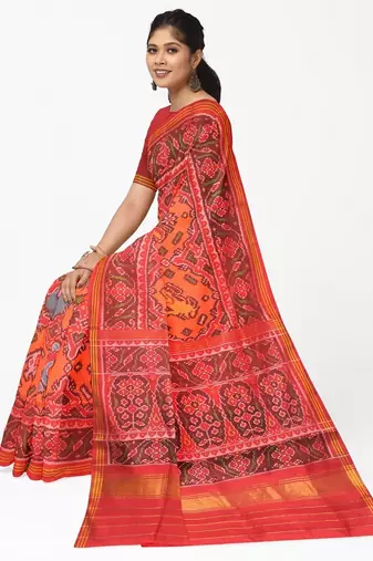 Orange ikkat patola silk saree