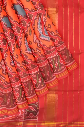 Orange ikkat patola silk saree