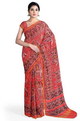 Red ikkat patola silk saree