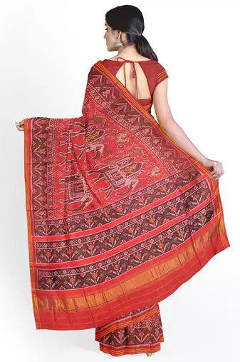Red ikkat patola silk saree