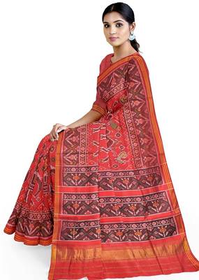 Red ikkat patola silk saree 3