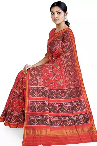 Red ikkat patola silk saree