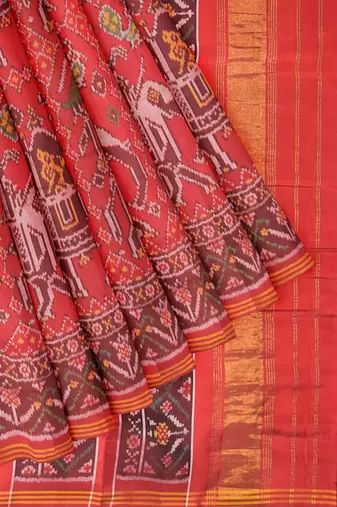 Red ikkat patola silk saree