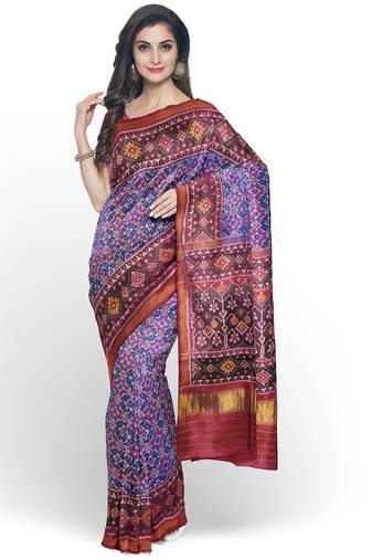 Purple ikkat patola silk saree