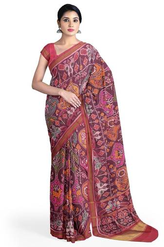 Pink ikkat patola silk saree