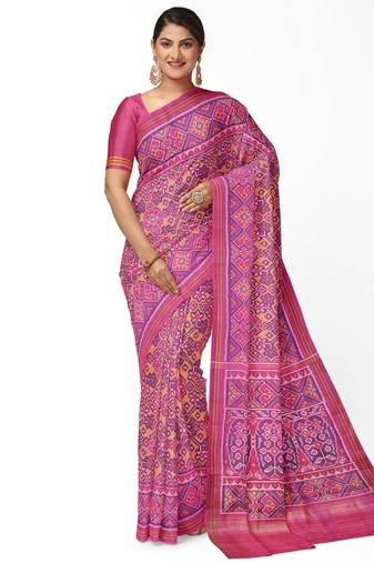 Purple ikkat patola silk saree