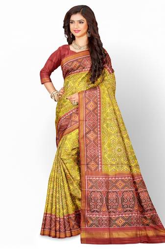 Yellow ikkat patola silk saree