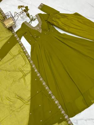 Dark Green Color Beauty Ethnic Anarkali Dress For Special Occasions 5
