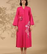 Red embroidered cotton annie rose midi dress