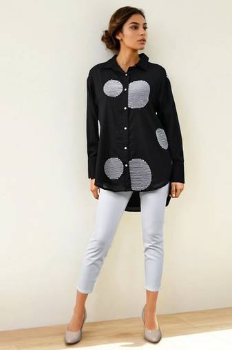 Black embroidered cotton pawan onyx Shirts