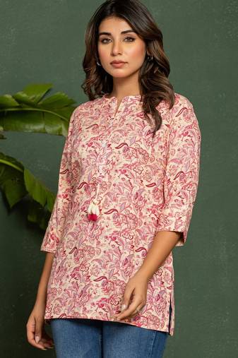 Red printed cotton uma blush midi dress
