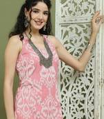 Pink women's printed rayon kurtas