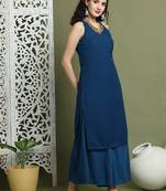 Peacock embroidered rayon kurta for women