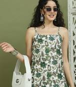 Green foil printed rayon kurta.