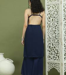 Navy blue chic backless designer kurta for women